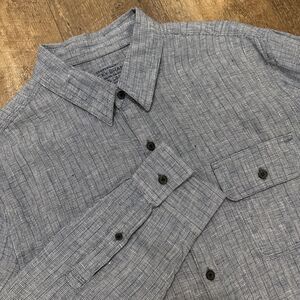 Lucky Brand Shirt 100% Linen Blue Long Sleeve Mens Size M Resort Vacation